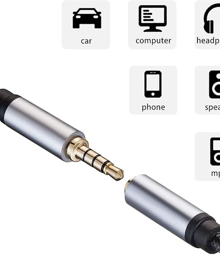 Audio Mic Extension Cable 6Ft,3.5mm Aux Headphone Extender 4-Pole Jack Plug Extension Lead Stereo Male to Female Braided Cord for Headset,TV,Laptop,Phone,Switch Lite,Car,PS4,Xbox and more(6Ft/2M)