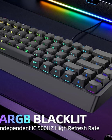 ND68 68 Keys Wired Magnetic Switch Keyboard, 0.005MM RT Accuracy, 8KHZ Polling Rate/Latency As 0.125MS/256KHZ Single Key Scan Rate/ARGB，Hot Swappable,Gasket Structure Gaming Keyboard（Black）
