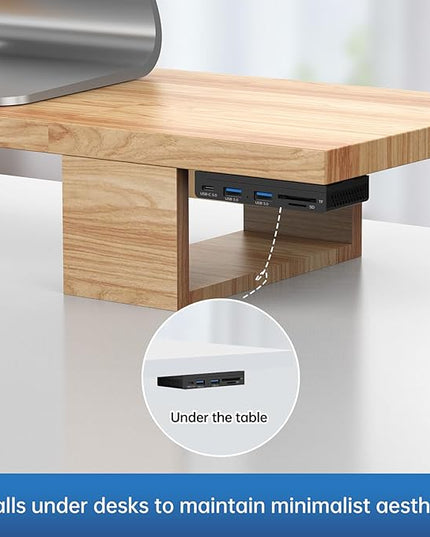 EJAY 5-in-1 Magnetic USB 3.0 Hub with SD/TF Card Reader, 2 USB-A + 1 USB-C Ports, Includes Sliding Rail, Screws & Sticky Pads for MacBook Laptop PC