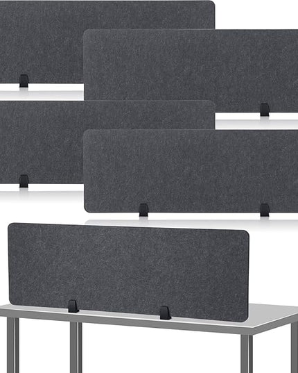 Yaomiao 4 Pack Acoustic Desk Divider Soundproof Desk Privacy Panel Freestanding Partitions Sound Absorbing Divider for Office Reduce Noise and Visual Distractions 47.3" x 16"(Dark Gray)
