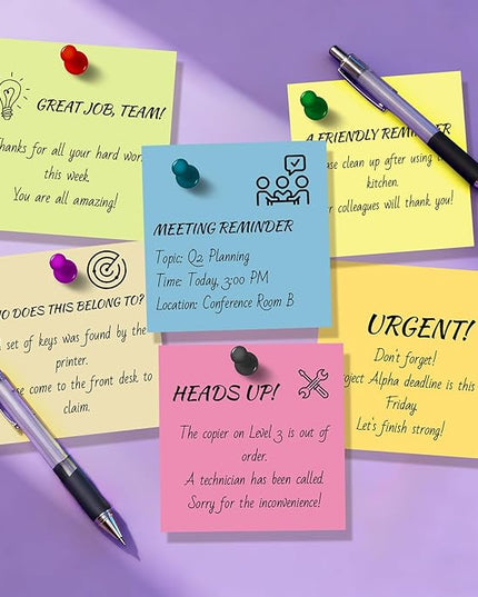 (18 Pads) Sticky Notes 3x3 inch, Self-Stick Note Pads, 18 Colorful Sticky Note for School Supplies or Office Supplies