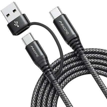 AINOPE USB C to USB C Cable, 2 Pack 6 FT USB C Cable Fast Charging with USB to USB C Adapter, 60W USB to USBC Cable for iPhone 17 Pro Max Air Type C Cable for iPhone 16/15/14/13/12, Black