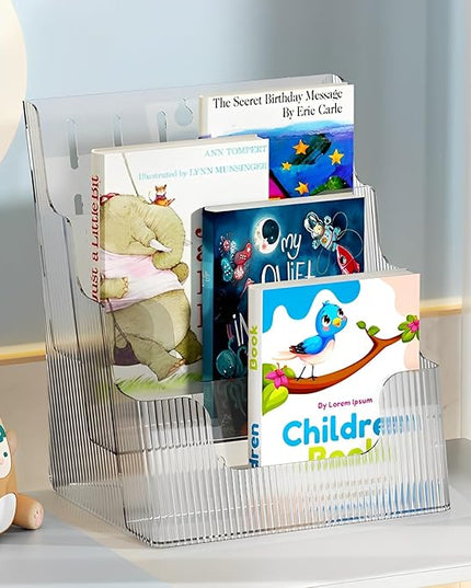 Gagee Brochure Display Stand or Wall Mount 8.5 x 11 inch,3 Tier Magazine Holder,Clear Stands for Display Literature,Brochures,Pamphlet,Flyer,Paper Document