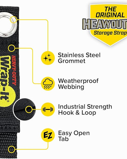 Heavy-Duty Wrap-It Storage Straps, 7-inch (6 Pack) - Hook and Loop Tool Cord Organizer, Extension Cord Hanger, Kitchen Cord Keeper, Cable Straps for Cords, Hoses, Rope, RV, and Garage Organization