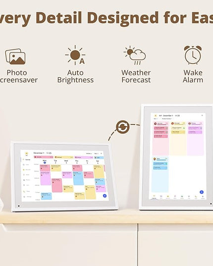 Dragon Touch 10.1 inch Digital Calendar Chore Chart – Interactive Touchscreen, Smart Family Planner, Hearth Display Desk Digital Calendar Best Gifts for Christmas, Wedding, Mom