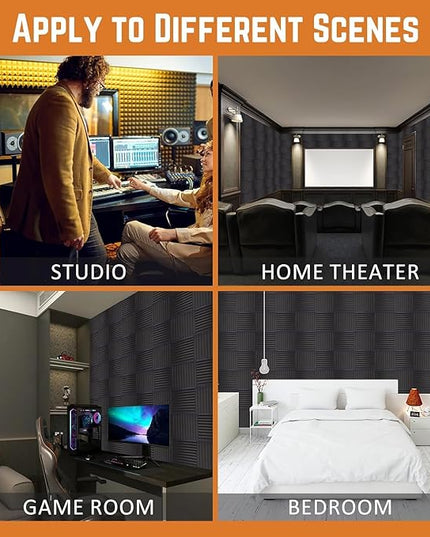 Acoustic Foam Panels 24 Pack 1 x 12x 12 Inches Soundproof Wall Panels Acoustic Foam Sound Panels Noise Reducing Soundproofing Dampening Red Acoustic Panels Fire Resistant