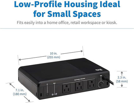 Tripp Lite 350VA UPS Desktop Battery Backup and Surge Protector, 210W, 3 Outlets, Home & Office UPS, Small Form Factor, Wall Mounting Option, 5ft Cord, 3-Year Warranty (BC350R)