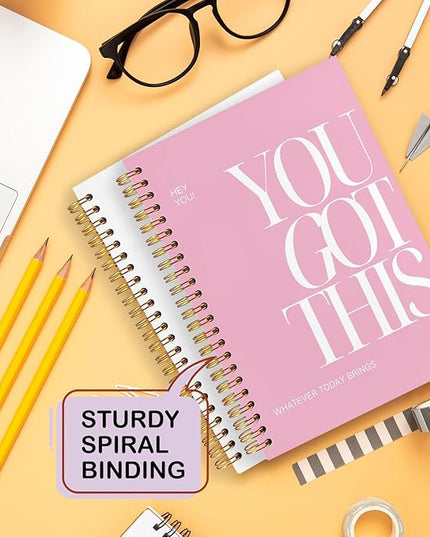 Yhtrg Spiral Journal Notebook for Women, You Got This Inspirational Notebooks Journal, Pink School Journal Notebook, Pink Motivational Positive Notebooks for Office School Supplies, 5.5x8.3 Inch