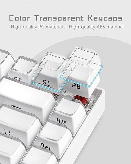 Womier Keycaps - Jelly Keycaps White 60 65 75 100 Percent, Side Printed Elegant Crystal Key caps, Custom 113 Keys OEM Profile for 61/68/84/87/98/100 Cherry Gateron MX Mechanical, White