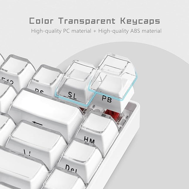 Womier Keycaps - Jelly Keycaps White 60 65 75 100 Percent, Side Printed Elegant Crystal Key caps, Custom 113 Keys OEM Profile for 61/68/84/87/98/100 Cherry Gateron MX Mechanical, White