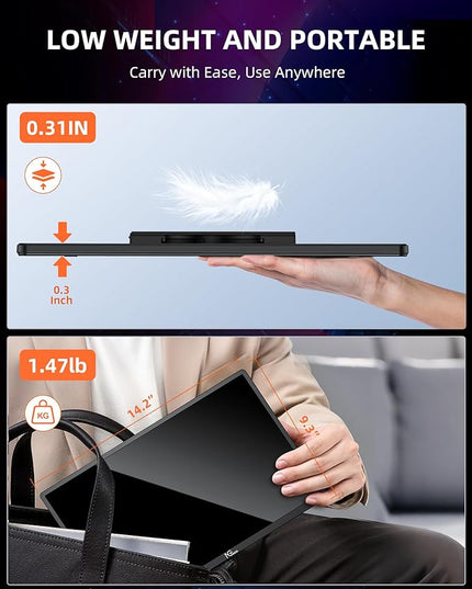 NGTeco Portable Monitor 16" FHD 1200P USB C HDMI Gaming Ultra-Slim IPS Display w/Smart Cover & Speakers,HDR Plug&Play, External Second Monitor Compatible with Laptop/PC/Mac/Phone/Xbox/Switch/PS4