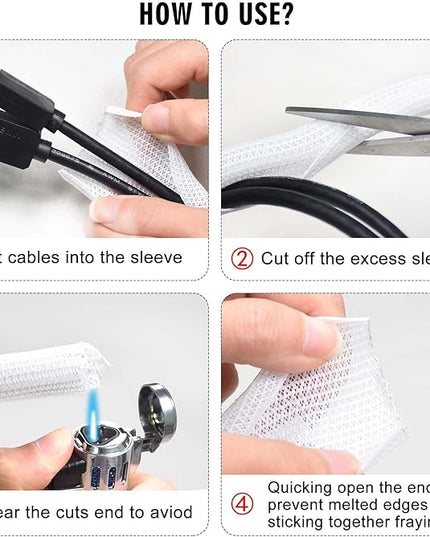 25ft - 1/2 inch Cord Protector Cable Sleeve Split Wire Loom Tubing for Power Cord Audio USB Cable, Cord Sleeve Cable Management for TV Computer, Cord Protectors from Pets Chewing, White