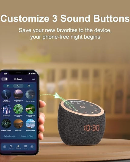 Hotmoon Sound Machine, Cocoon Pro 2 White Noise Machine for Sleeping Adults, 388 Non Looping Sounds & Sleep Timer, Smart App Control Night Light, Nature Sound Pink Green Brown Noise Maker, Plug in