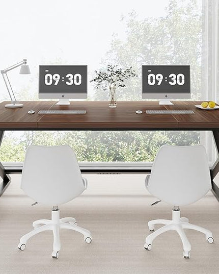 IBF Large Computer Desk, 70.8” Long Home Office Desk for Writing, Modern Simple Executive Work Desk for Study, Wood Metal Double PC Gaming Workstation Computer Table for Bedroom, Walnut, 70 inch