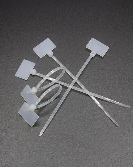 REXUS Plastic Cable Tie With Outer Label 100 Pcs Write on Tags Wire Zip Ties Cable Mark Tags 3 x 100mm Nylon Power Marking Label Binding Strap(CT_PL_LO100)