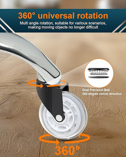 RidRed Gaming Chair Wheels - Heavy-Duty Office Chair Wheels - Replacement Rubber Casters - Universal Fit 3 Inch Chair Casters, Noise Free, Fits 98% Chair, for All Floor (White)