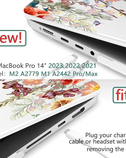 DONGKE Case for M5 MacBook Pro 14 inch 2025 2024-2021 M4 M3 M2 M1, Plastic Hard Shell Cover Compatible with A3434 A3112 A3401 A3185 A2992 A2779 A2442 Retina XDR Display & Touch ID, Floral Illustration