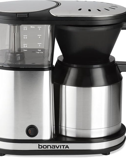 Bonavita 5 Cup Drip Coffee Maker Machine, One-Touch Pour Over, Auto Pause Brewing with Stainless Steel Double Wall Thermal Carafe, SCA Certified, Dishwasher Safe, BV1500TS