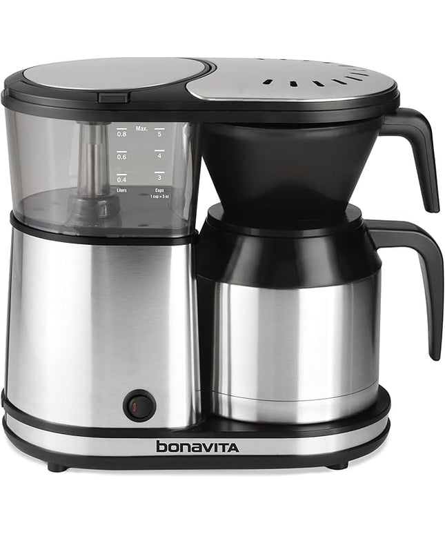 Bonavita 5 Cup Drip Coffee Maker Machine, One-Touch Pour Over, Auto Pause Brewing with Stainless Steel Double Wall Thermal Carafe, SCA Certified, Dishwasher Safe, BV1500TS
