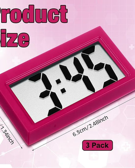 Frienda 3 Pieces Mini Digital Clock Small Digital Clock Stick on Battery Operated Self Adhesive Bracket for Car Dashboard Fridge (Red)