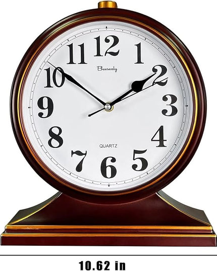 Beesealy Desk Clocks for Table Decor,Retro Mantel Clock Battery Operated for Fireplace Mantel, Living Room,Bedroom,Office,Desktop Decoration (Frosted Style)
