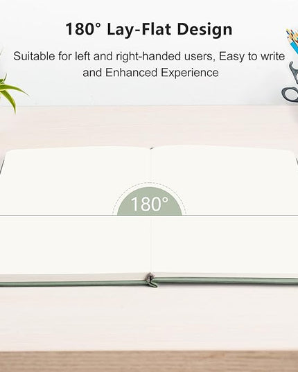 RETTACY Blank Journal Notebook, 192 Pages, A5 Medium Size (5.7'' x 8.3''), Leather Hardcover, 100 GSM Thick Paper, for Sketching, Drawing, Painting (Sage Green)
