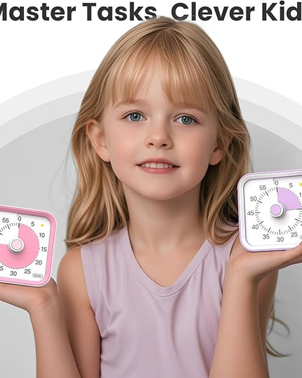 InfPokid Visual Timer for Kids with Pause Function, 60 Minute Countdown Timer for Kids Desk Study, Teaching, Kitchen Cooking, Office Meetings, Time Management for ADHD (Purple)