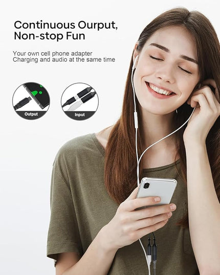 USB C Splitter 1 in 2 Out HiFi Audio Adapter, Dual USB C Headphone and Charger Adapter Support Call PD 60W Charge for iPhone 17/16 / 15 Series, MacBook, iPad, Galaxy S25 / S24 and More （Black）