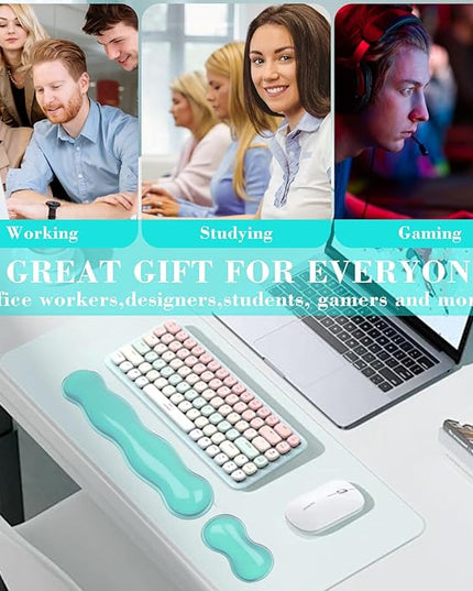 Gel Wrist Rest for Keyboard and Mouse, Wrist Rest for Keyboard, Mouse Wrist Support, Pain Relief, Cool Touch, Non-Skid, Keyboard and Mouse Wrist pad Set