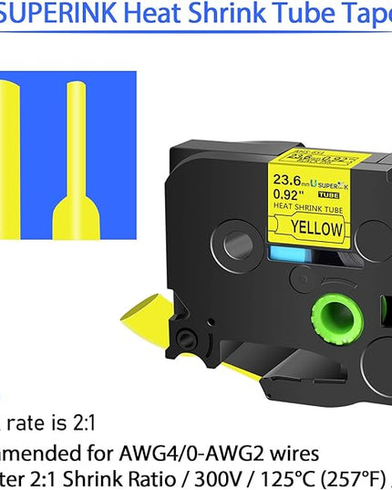 3PK Compatible for Brother Ptouch HSe-651 HSe651 HS-651 HS651 Black on Yellow 23.6mm 0.92'' Heat Shrink Tubing for Wire Cable for PT-P710BT PT-P750W PT-E500 Label Maker Tape