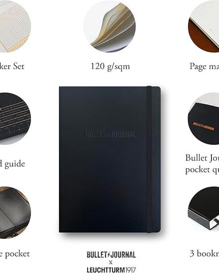 LEUCHTTURM1917 The Official Bullet Journal Edition 2 - Notebook Built for BuJo, Medium A5 204 Pages of 120gsm Paper, With Bujo Pocket Guide (Yellow24)