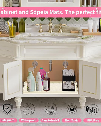 Sdpeia Under Sink Mat 22"×14" Waterproof Silicone Cabinet Liner & Sink Protector for Kitchen & Bathroom, Multi-Purpose Organizers Tray for Pets, Laundry, Cat Litter Mat