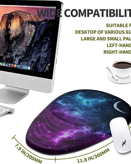 Hokafenle Ergonomic Mouse Pad Wrist Support, Terraced Slope Carpal Tunnel Wrist Pad for Mouse with Unibody Memory Foam, Wrist Rest Pain Relief Mousepad (Galaxy, 11.8x7.9 in)