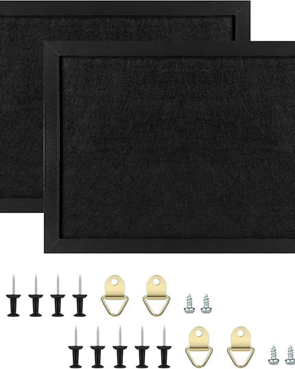 TORASO Cork Board Bulletin Board, 13" X 17" Cork Boards for Walls with Pins, Eye Bolts, gaskets, Screws, Pin Board for Office, School and Home (BK,33 * 43cm,2P)