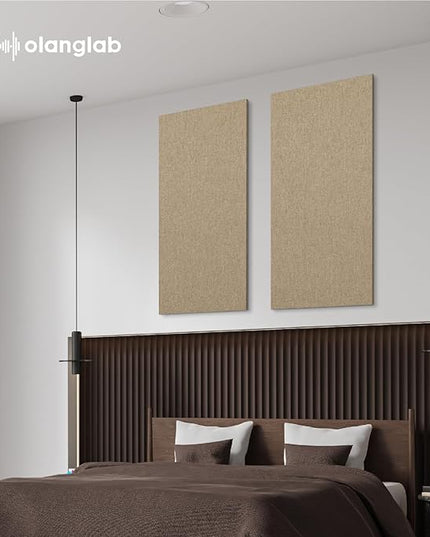Olanglab Acoustic Panels 2 Pack, 48''x24'' Large Sound Panels, Fabric Wrapped Sound Proof Foam Panels for Walls, Sound Absorbing Panels for Recording Studio Acoustical Treatments (Khaki)