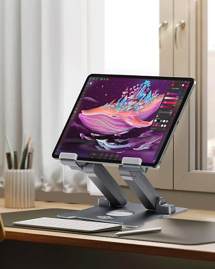 KABCON Adjustable Aluminum Tablet Stand (7-13.5 inch), Compatible with iPad, Surface Pro, FIRD HD 10, Samsung Galaxy Tab E, ASUS Transformer & Other Devices