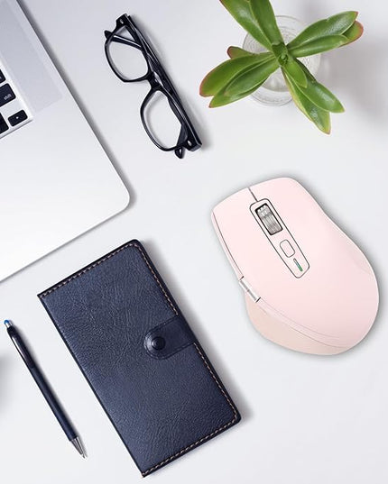 INFINMIND Wireless Bluetooth Side Scroll Mouse with Multi-Device, Ergonomic Computer Mice with Smart Flying Scroll, Quiet Click for Computer, Laptop, iPad, Tablet, MacBook (Pink)