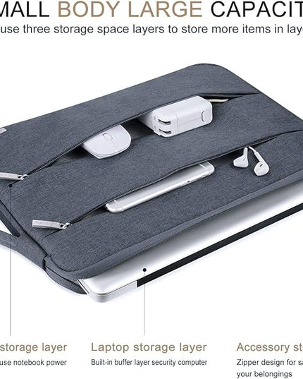 Voova 13 13.6 Inch Laptop Sleeve Case Compatible with MacBook Air 13 M1/M2/M3/M4 2020-2025, MacBook Pro 13/14, IPad Air/Pro 13, Waterproof Slim Computer Bag Cover with Handle, Dark Grey