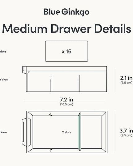 Blue Ginkgo Medium 16-Drawer Cabinet – Stackable Clear Organizer for Hardware, Beads, Plastic Bricks, Office, and Craft Storage (Made in Korea, Gray)