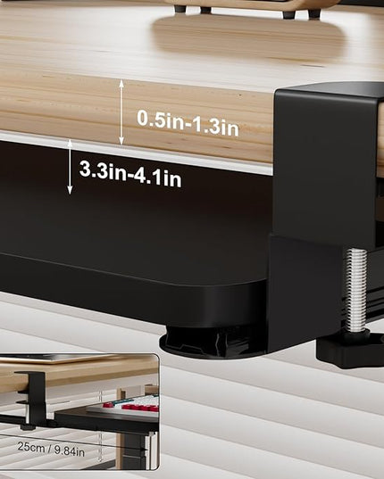 Keyboard Tray Under Desk, Slide Out Computer Keyboard Drawer with Adjustable C-clamp for Home, Office and Gaming Mouse Tray for Typing 25.59" × 9.84" × 4.72" Black