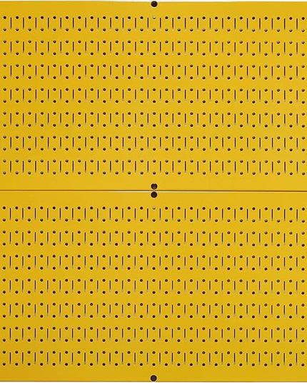 Wall Control Pegboard Rack Horizontal Metal Pegboard Garage Tool Storage Pack - Two 32-Inch Wide x 16-Inch Tall Easy To Install Peg Boards (Yellow)