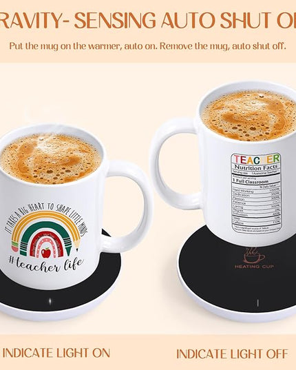 LiqCool Teacher Gifts for Women, Coffee Mug Warmer & It Takes a Big Heart Coffee Mug, Best Teacher Christmas Gifts, Teacher Appreciation Gifts for Daycare/Preschool/Retirement/End of Year(11 Oz)