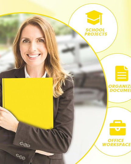 Two Pocket Folders, PANDRI 30 Pack Two Pocket Folders with Prongs, 3 Prong Folders Designed for Office and Classroom, Letter Size Yellow