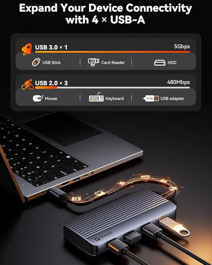 QUUGE Docking Station Dual Monitor 2 HDMI, 7 in 1 USB C Hub with Dual HDMI 4K, PD Charging, 5Gbps USB 3.0, 3 USB2.0, USB C Docking Station for MacBook Pro/Dell XPS/HP/Lenovo/Surface/Yoga etc