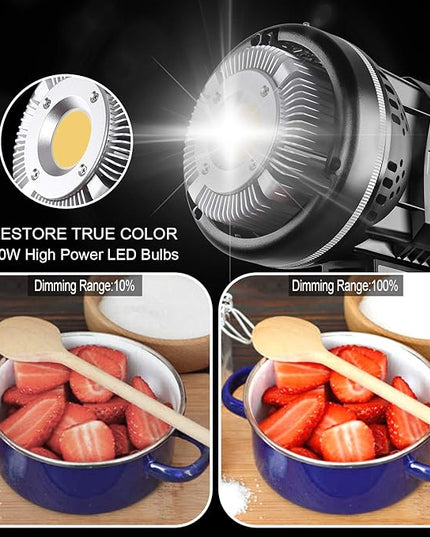 GVM 80W CRI97+ 5600K Dimmable LED Video Lights with Bowens Mount Kit Continuous Output Lighting Spotlight for YouTube Vlog Wedding Photography Shooting Light with Reflector