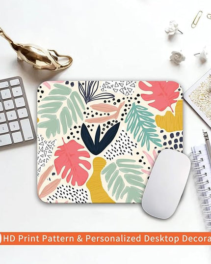 Square Mouse Pad Tropical Plants, Personalized Premium-Textured Custom Mouse Mat Design, Washable Mousepad Cloth, Non-Slip Rubber Base Computer Mouse Pads for Wireless Mouse