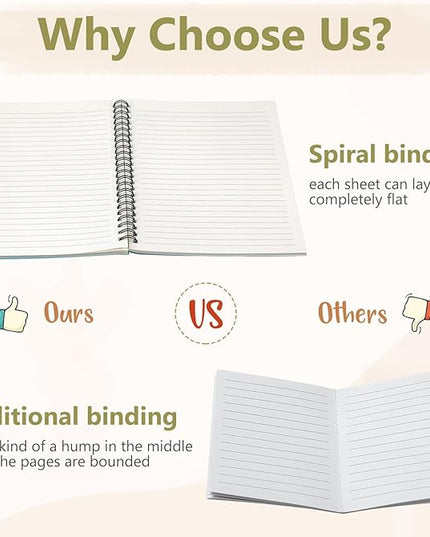 Fuutreo 12 Pcs Spiral Notebook for Work A5 8.3 x 5.7 Inch College Ruled Spiral Journal Notebook Kraft Cover Ruled Paper, 12 Color, 60 Sheets, 120 Pages for Office School (Jewel Color)