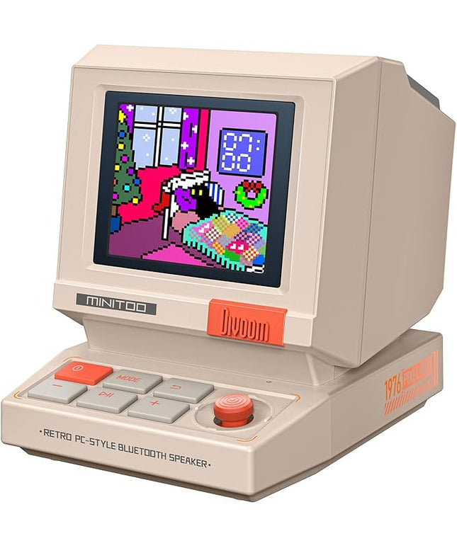 Divoom MiniToo Retro PC-Style Computer Speaker, Smart Pixel Screen with DIY Faces, Bluetooth & USB Audio, Alarm/White Noise Clock, Desk Setup Gift for Bedroom, Office & Gaming