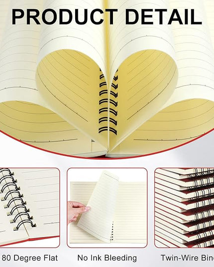 Yahenda Spiral Notebook Bulk A5 Journal Lined 8.3'' x 5.5'' Writing Composition Paper Small Notepad Subject Notebook for Students Office Business Back to School Supplies(Red,18 Pcs)
