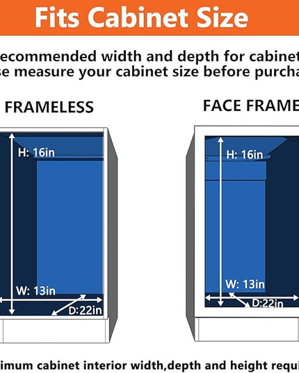 ROOMTEC Individual Pull Out Cabinet Organizer (12½" W x 21½" D), 2 Tier Spice Rack Organizer for Cabinet, Slide Out Drawer Pantry Shelf Organization and Storage for Kitchen Bathroom